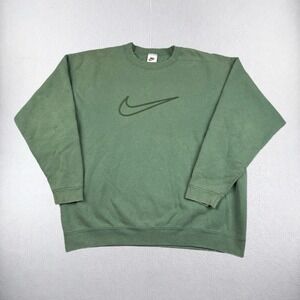 VTG Nike Sweatshirt Mens Large Forest Green Crewneck Stitched Big Swoosh USA 90s